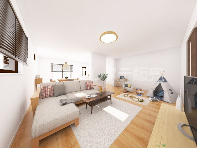 奈良市千代ヶ丘２丁目の新築一戸建 全２区画|２号地リビング完成イメージ／ＬＤＫは広々２４帖！南向きですので、陽あたり良好です♪※モデルハウスあり