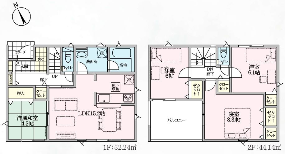 深谷市中瀬第１　の間取り|１号棟間取り図
