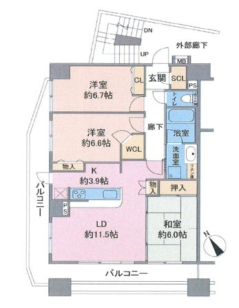 【中古マンション】クレアメゾン鶴ヶ島ステーションフロントの間取り