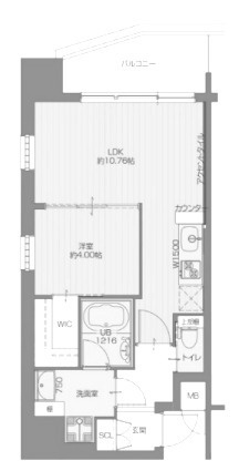 大阪市中央区松屋町住吉の賃貸マンションの間取り