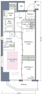【間取り】 | アーバネックス西本町 | 浴室乾燥機は湿気を排しカビ防止に大活躍！