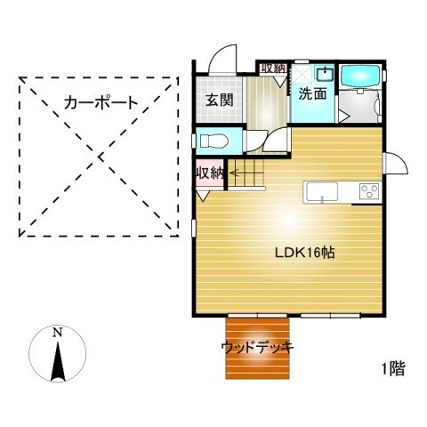 「カーポートつき」香美市土佐山田町宝町2丁目　中古一戸建ての間取り|1F間取り