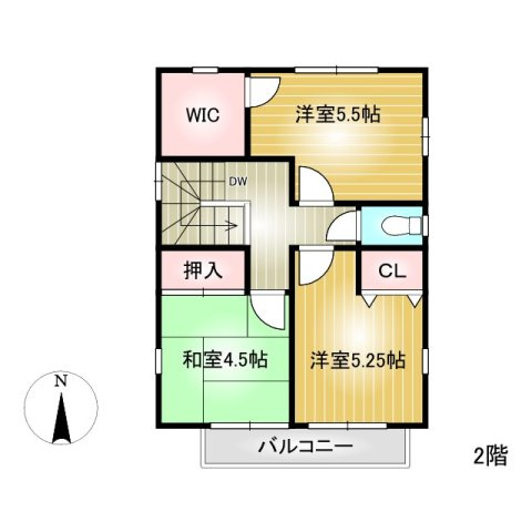 「カーポートつき」香美市土佐山田町宝町2丁目　中古一戸建ての間取り|2F間取り