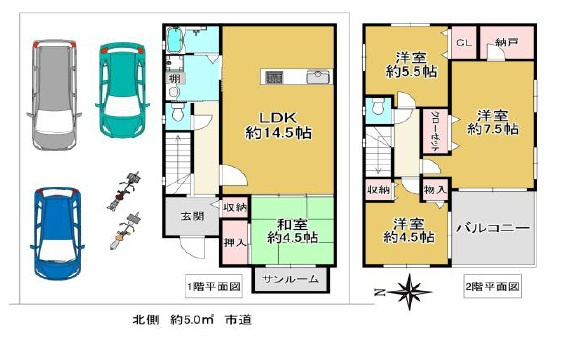 姫路市飾東町庄　　　　中古戸建の間取り