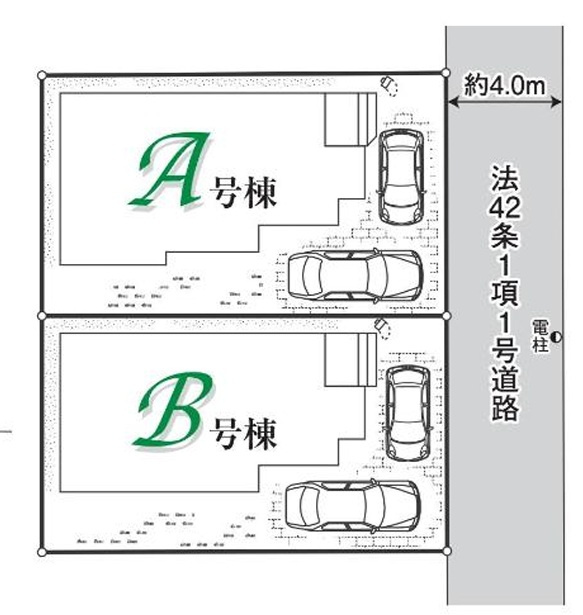 仲介手数料無料　ハートフルタウン狭山広瀬東１１期　全２棟の区画図