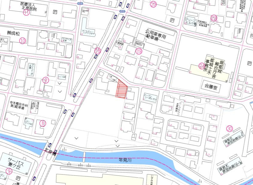都城市北原町の売地の土地図