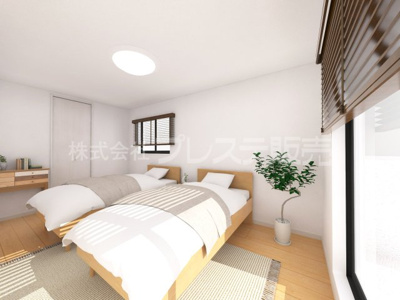 【洋室】 | 奈良市中山町の新築一戸建 全２区画 | １号地２階洋室（主寝室）完成イメージ／南向きですので、陽あたり良好です♪