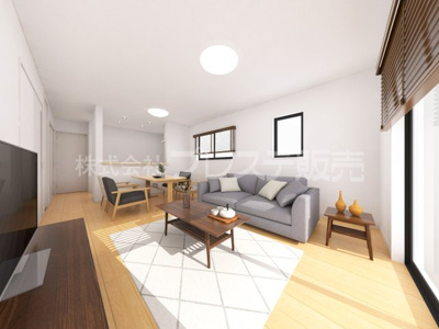 【居間・リビング】 | 奈良市中山町の新築一戸建 全２区画 | １号地リビング完成イメージ／南向きですので、陽あたり良好です♪※モデルハウスあり