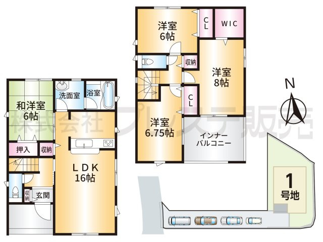 奈良市中山町の新築一戸建の間取り|１号地間取図