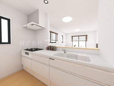 【キッチン】 | 奈良市中山町の新築一戸建 全２区画 | １号地キッチン完成イメージ／人気の対面キッチン♪