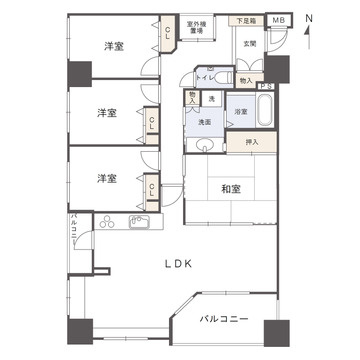 コアマンションネクステージ古城堀端公園の間取り|広々とした角部屋４LDK