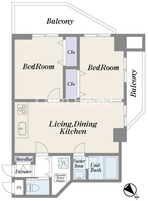 ディアプラザ根津の間取り|南西向き・角部屋につきまして日当たり・通風良好。安心の設備保証がありますのでご購入後も安心して暮らせます。
