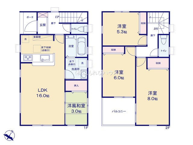 北本市東間　新築一戸建て　リーブルガーデン　01の間取り|【全1棟・1号棟】北本市東間　新築一戸建て　リーブルガーデン　01・4LDK・土地面積112.15m2・建物面積88.69m2