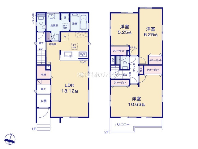 上尾市弁財１丁目　新築一戸建て　ブルーミングガーデン　01の区画図|【全2棟・1号棟】上尾市弁財１丁目　新築一戸建て　ブルーミングガーデン　01・3LDK・土地面積110.76m2・建物面積102.47m2