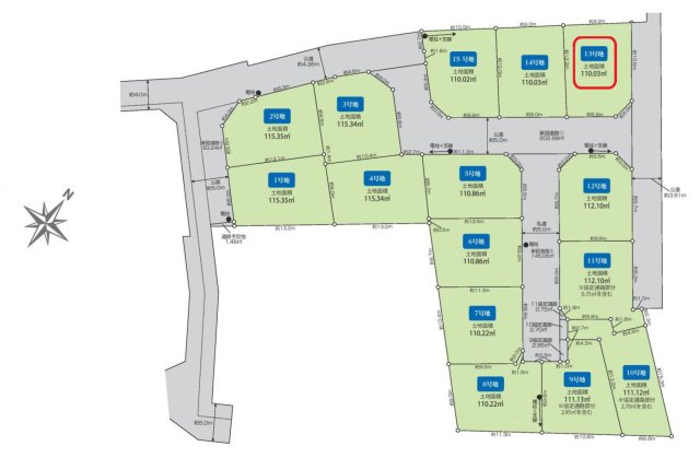 東村山市秋津町3丁目・全15区画　建築条件なし土地　13号地