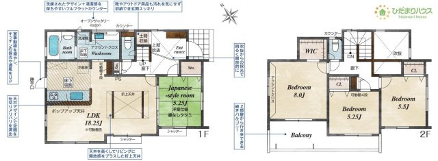 【間取り】 | 龍ケ崎市城ノ内1丁目3期　新築戸建 | 水廻りをまとめて、家事動線にも配慮！！