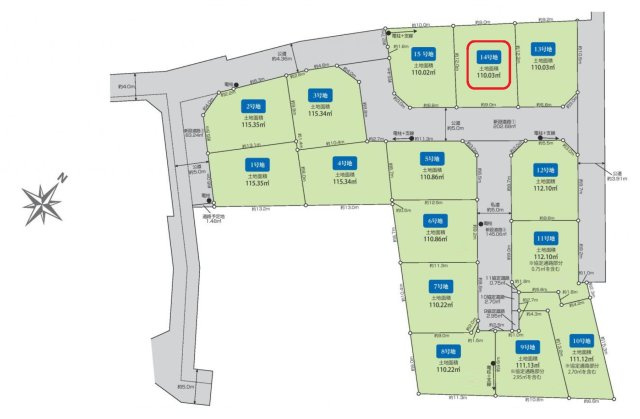 東村山市秋津町3丁目・全15区画　建築条件なし土地　14号地