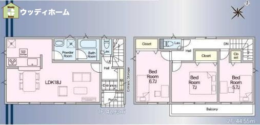 越谷市大沢第6　新築一戸建ての間取り