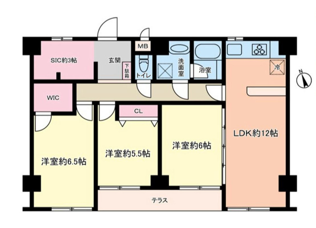 【間取り】 | セントレー南町田 | 3LDKは、リビングダイニングキッチンと3つの居室がある間取り。ファミリー層に非常に人気の高い間取りで、広々としたリビングで家族団らんを楽しみ、個室でプライベートな時間も確保できるのが大きな魅力です。