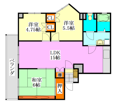 【間取り】 | ハイツエバーグリーン津田沼2号棟 | ファミリー必見の駅近物件。