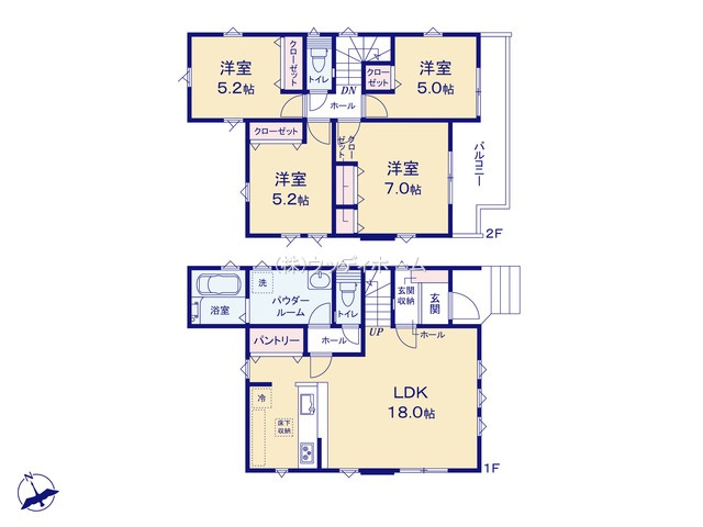 越谷市赤山町1期　新築一戸建ての間取り