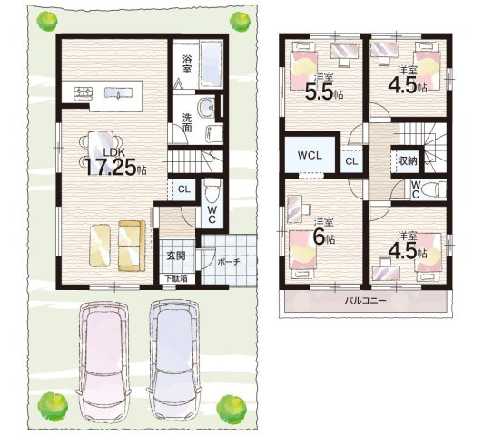 藤井寺市藤ケ丘　第1期　新築一戸建ての間取り|2号地