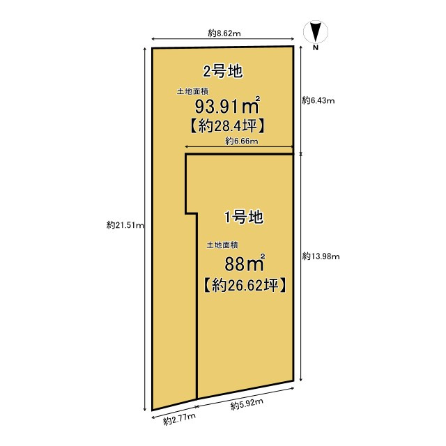 向日市森本町春日井の土地図|全2区画の分譲地です。