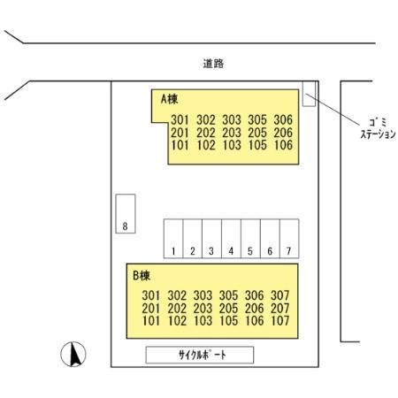 スイートピアfuji　B棟の区画図