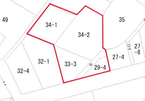 西尾市西幡豆町西岡割34-2の区画図