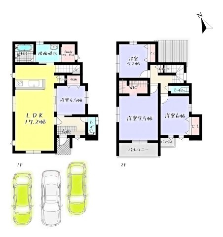 Adobleーアドブルー小倉北区霧ケ丘1丁目3期　【小倉北区　新築戸建て】の間取り|Adobleーアドブルー小倉北区霧ケ丘1丁目3期　【小倉北区　新築戸建て】