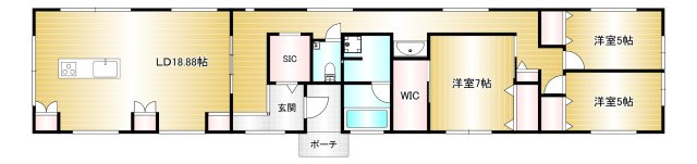 橿原市一町の間取り|3LDK　土地面積：320.18㎡　建物面積：105.58㎡　駐車場4台可能