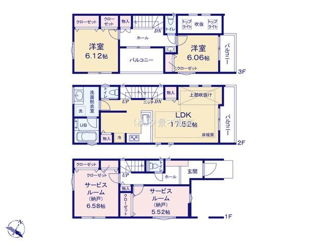 《仲介手数料無料》浦和区元町１丁目26-13新築一戸建てヴァローレの間取り