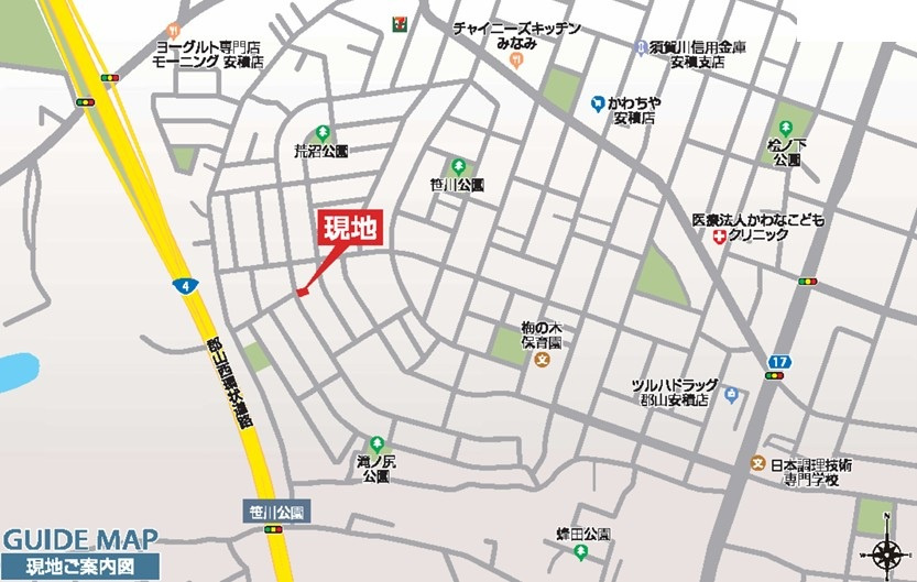 新築戸建・新築建売　郡山市安積町南長久保二丁目　安積第三小・安積第二中の地図|現地案内図