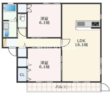 熊本市西区蓮台寺４丁目のアパートの間取り