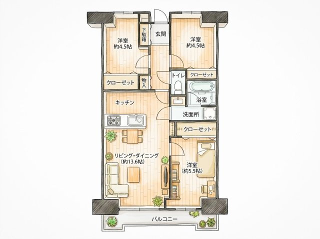 ライオンズプラザ北綾瀬の間取り|ファミリーで新生活スタート！家事も育児も楽々！動線が考えられた使いやすい間取りです♪