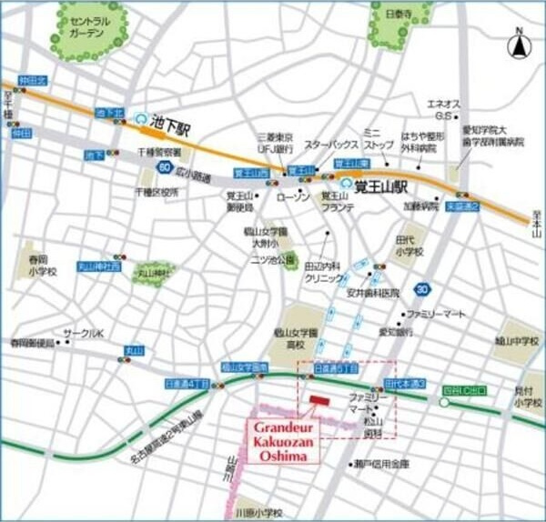 グランドゥール覚王山大島の地図