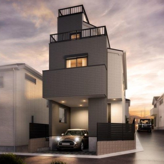 板橋区小茂根2丁目　屋上テラス×車庫付　ハイグレード住宅　限定1棟の外観パース