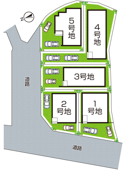 京都市山科区小山西御所町　第1期　新築一戸建ての区画図|全5区画