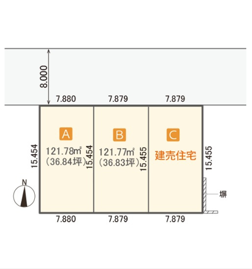 発寒17条3丁目の区画図|C建売住宅3380万円、A・B建築条件付き売土地：各1180万円で販売中！