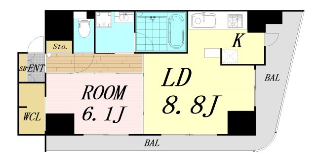 カスタリアタワー肥後橋　仲介手数料無料の間取り