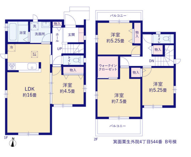箕面市粟生外院４丁目　新築戸建の間取り