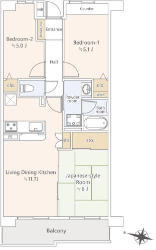 【間取り】 | アトムセレクト　コスモ船橋滝不動１階