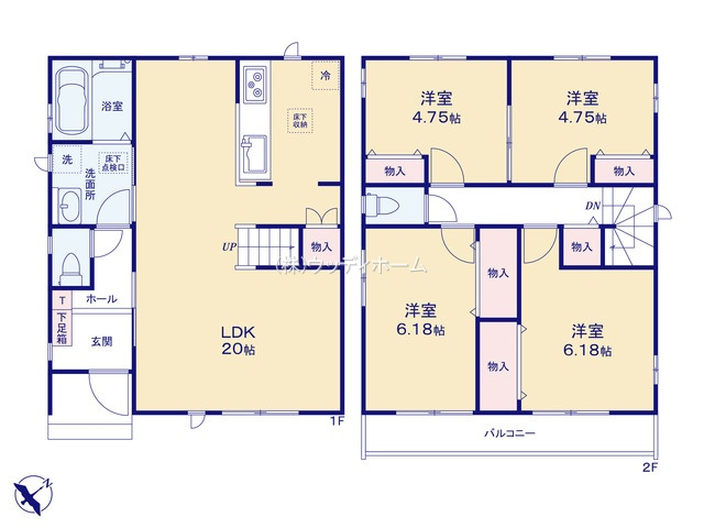 越谷市下間久里　新築一戸建て　C号棟の間取り