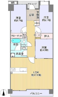【間取り】 | ロイヤルメドゥ東心斎橋 | 3LDK、専有面積71.08㎡、バルコニー面積10.83㎡、南向き