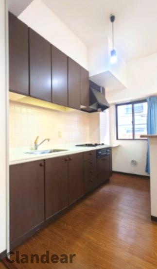 ダイアパレス亀戸・立花のキッチン|収納スペースを豊富に備えた広々システムキッチン☆大型の冷蔵庫や食器棚もしっかり置けます♪