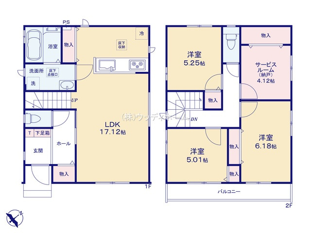 越谷市下間久里　新築一戸建て　E号棟の間取り