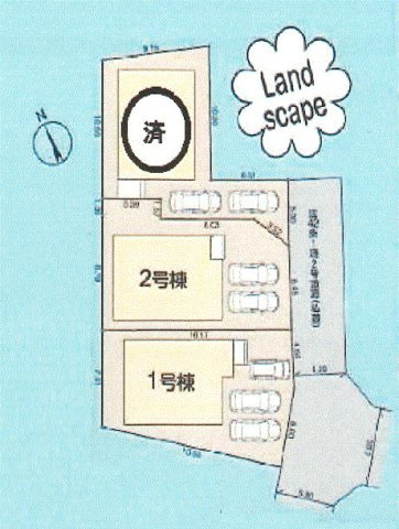 立川市砂川町7丁目　新築戸建全3棟の区画図
