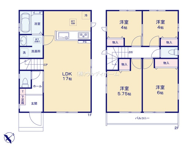 越谷市下間久里　新築一戸建て　G号棟の間取り