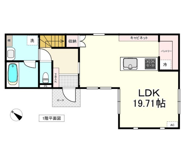 八戸市長苗代内舟渡　B棟の間取り