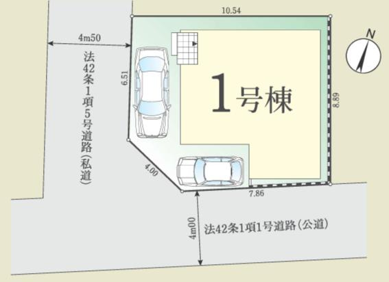 八王子市　高尾町　新築一戸建て　１期の区画図|～ン南西角地につき陽当たり・風通しも良好～